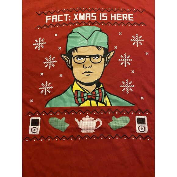 The Office Dwight Schrute Elf Ugly Christmas T-Shirt Men’s XL Fact: XMAS IS HERE - Picture 4 of 9